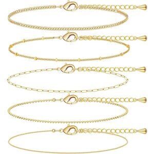 Gold-Style 09 Dainty Stack Beaded Rope Bracelets Jewelry Gifts for Women